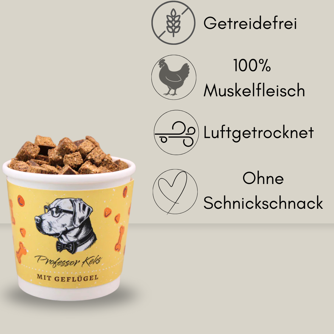 Produktbild von Hundekeksen aus Pute mit Kurzbeschreibung Getreidefrei,Muskelfleisch,luftgetrocknet
