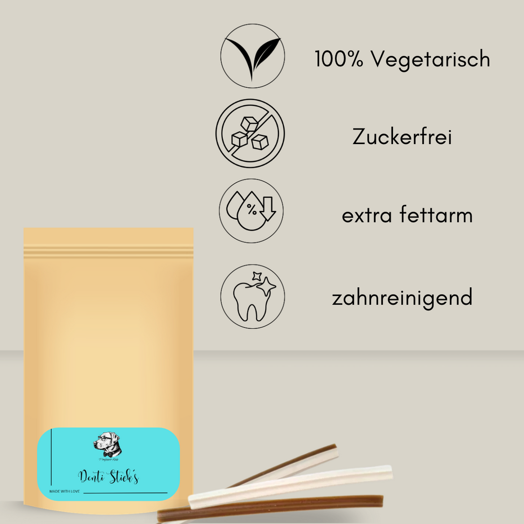 Denti Stick´s - Vegetarische Zahnputz-Stangen für Hunde (fettarm, nur 0,2 % Fett)