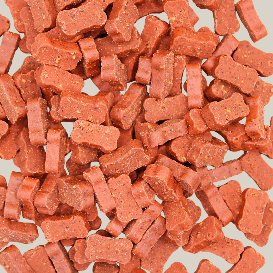 Nahaufnahme von Beerensoftis in mini Knochenform