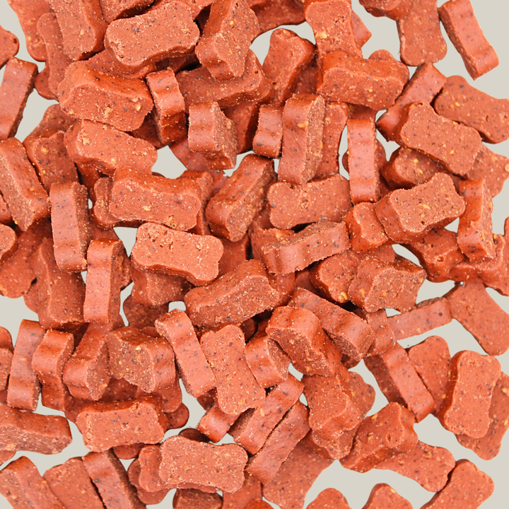 Nahaufnahme von Beerensoftis in mini Knochenform