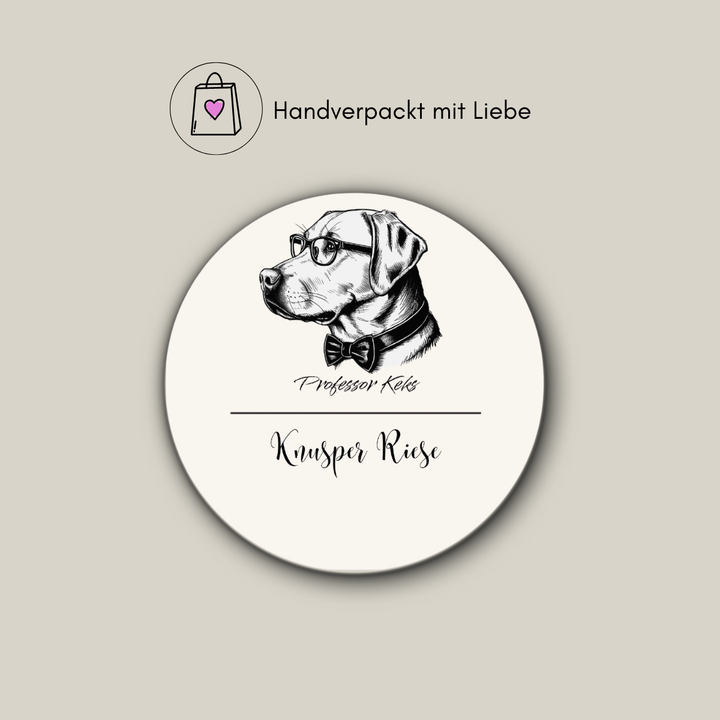 Produktaufkleber von Professor Keks für Knusper Riesen