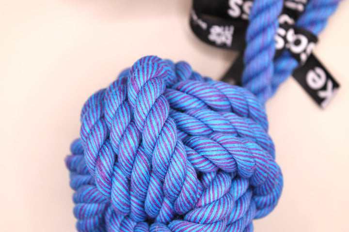 Zergelstrick - mit Ball - blau/lila