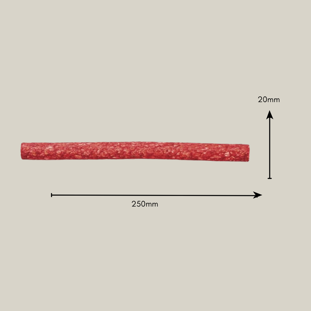 rote Kaustange für Hunde mit Größenangabe 250mm x 20mm