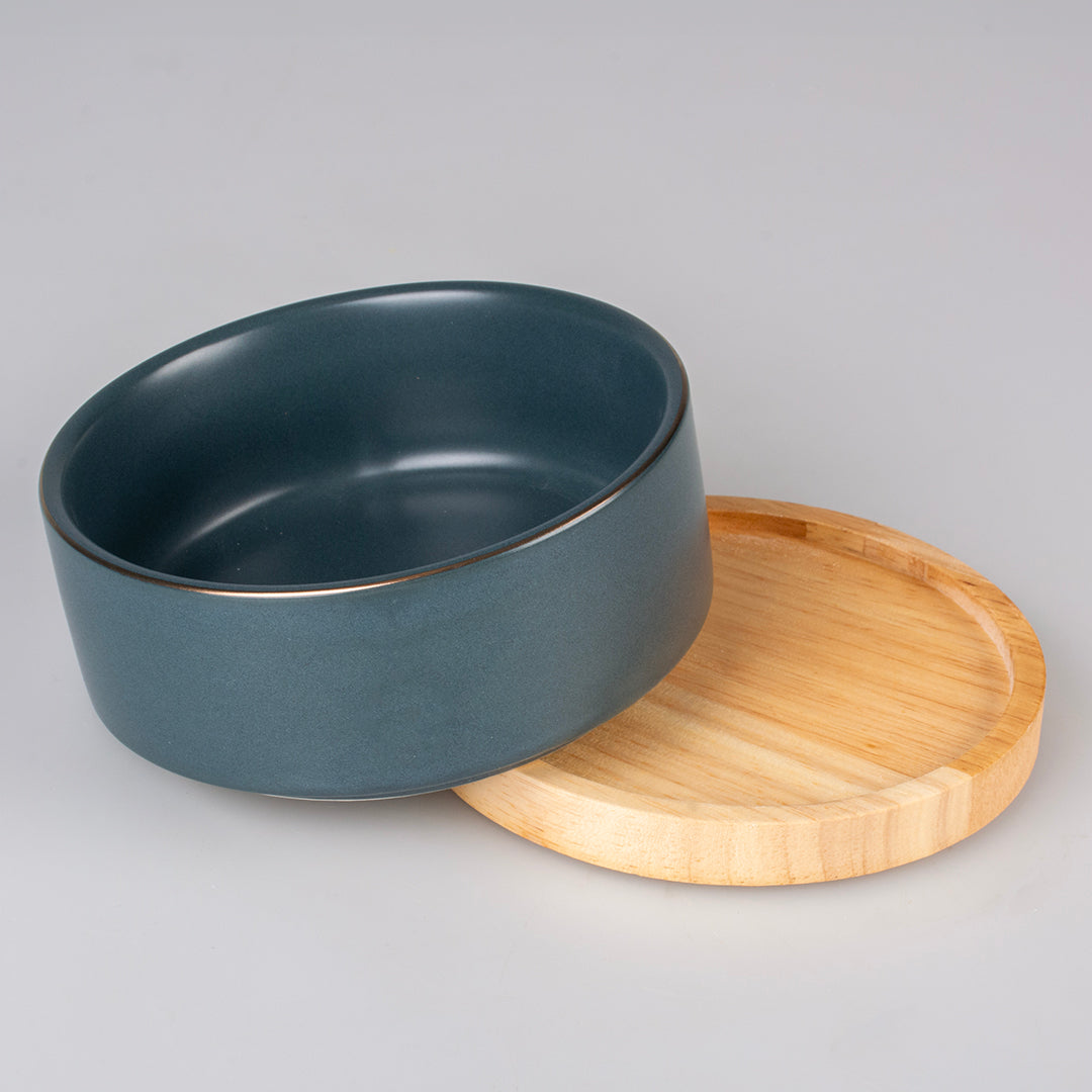 Keramik Napf mit Goldrand -Ocean Blau