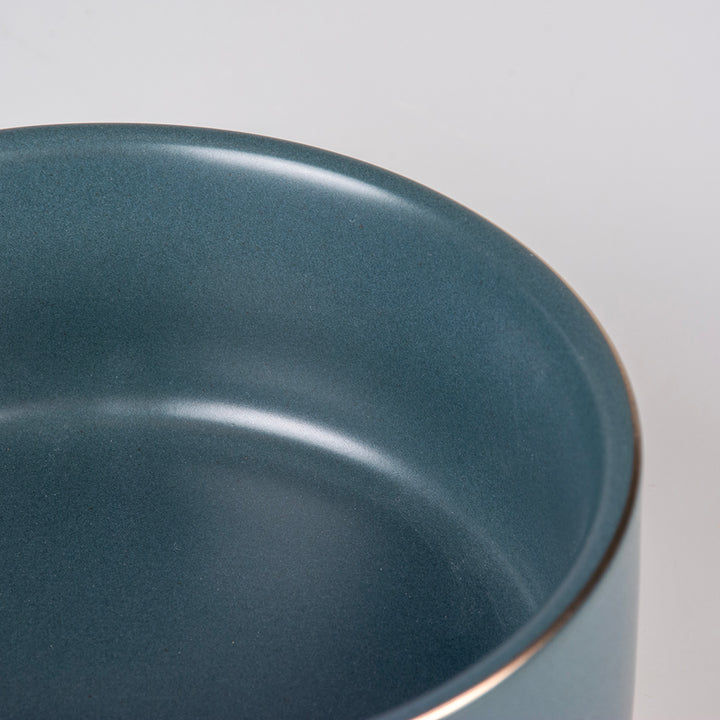 Keramik Napf mit Goldrand -Ocean Blau