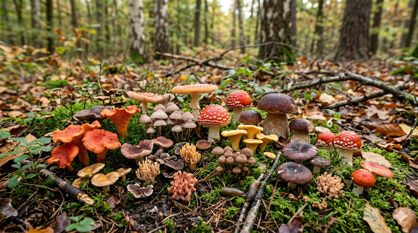 Verschiedene Waldpilze