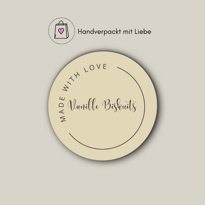 Produktaufkleber von Professor Keks für Vanille Buskuits