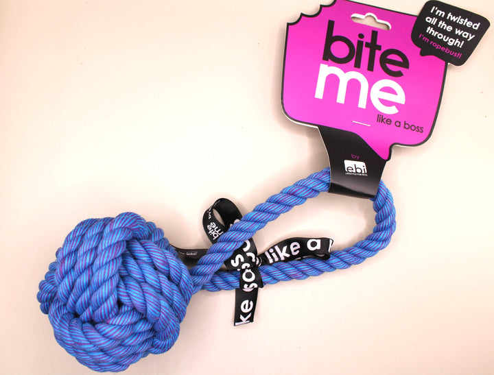 Zergelstrick - mit Ball - blau/lila